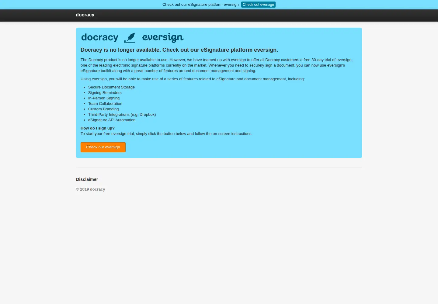 Screenshot of docracy.com