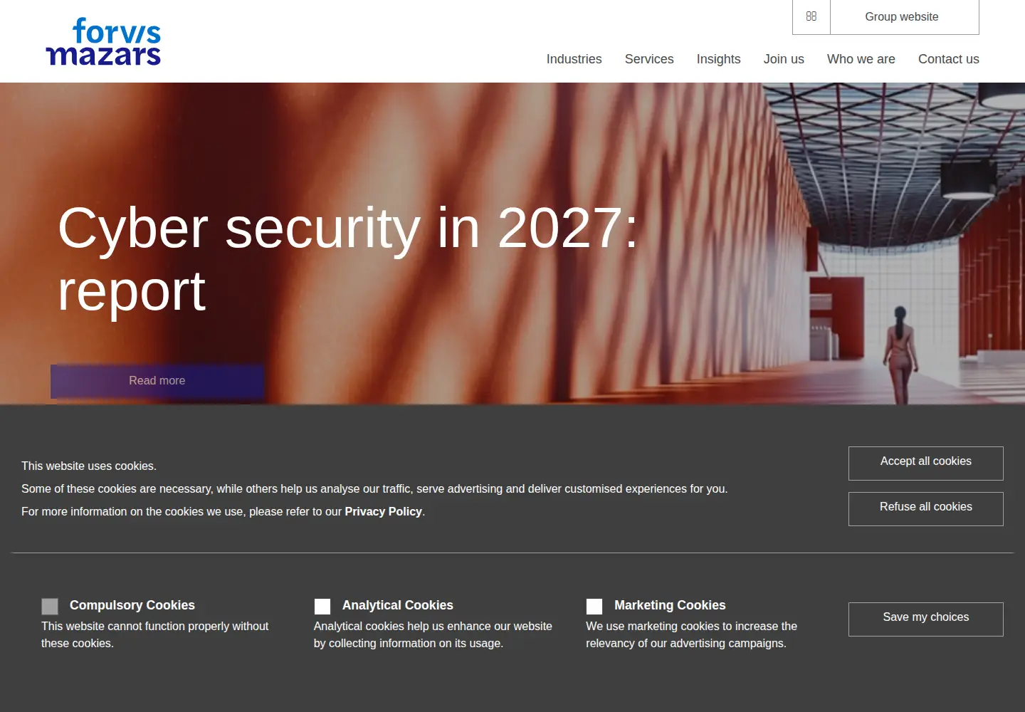 Captured homepage of forvismazars.com in the current scan