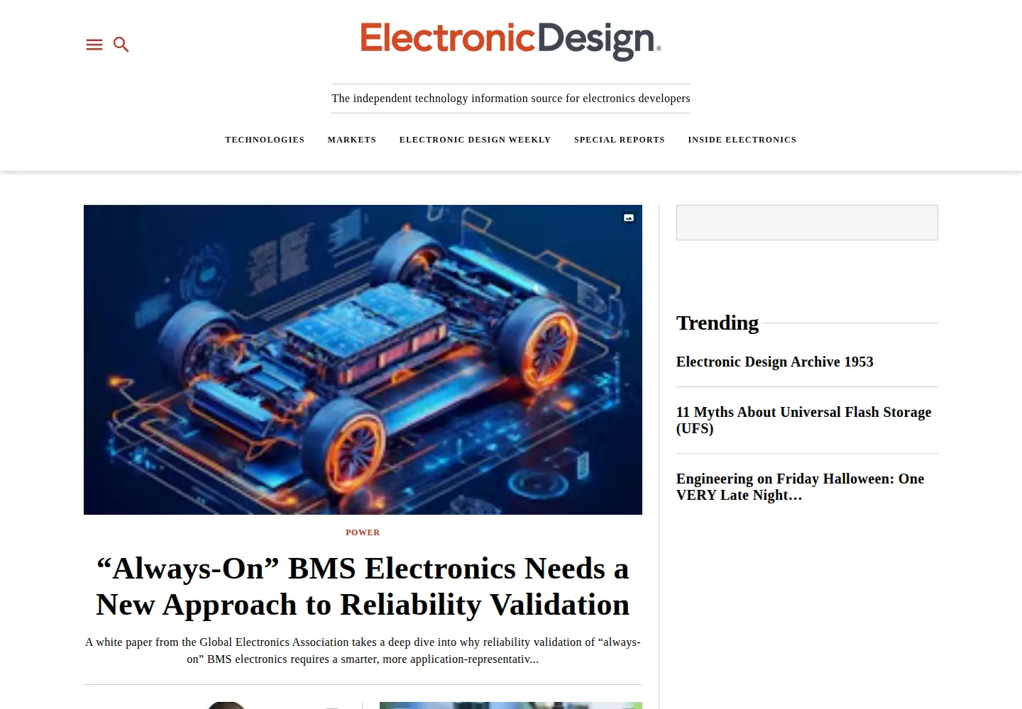 Captured homepage of electronicdesign.com in the current scan