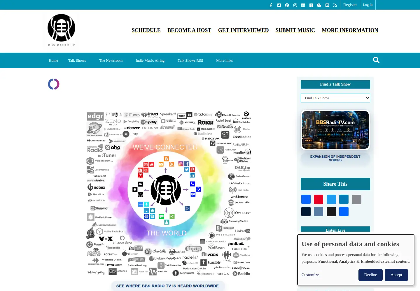 Captured homepage of bbsradio.com in the current scan