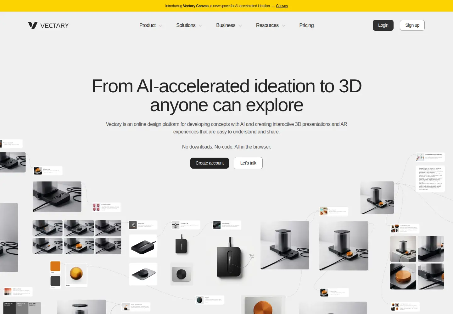 Captured homepage of vectary.com in the current scan