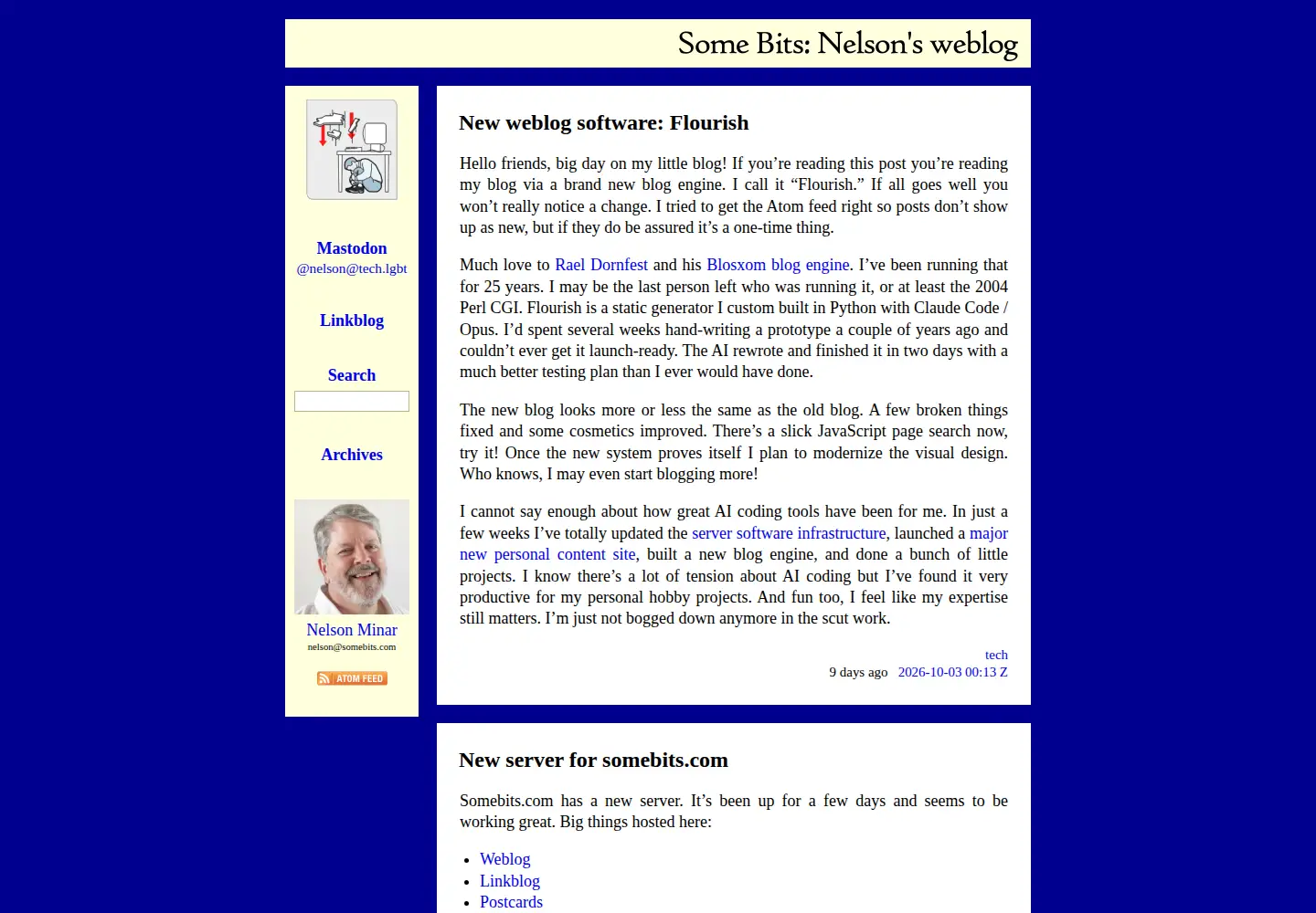 Captured homepage of somebits.com in the current scan
