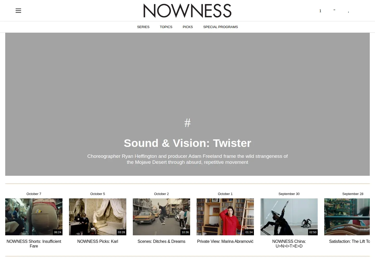 Screenshot of nowness.com