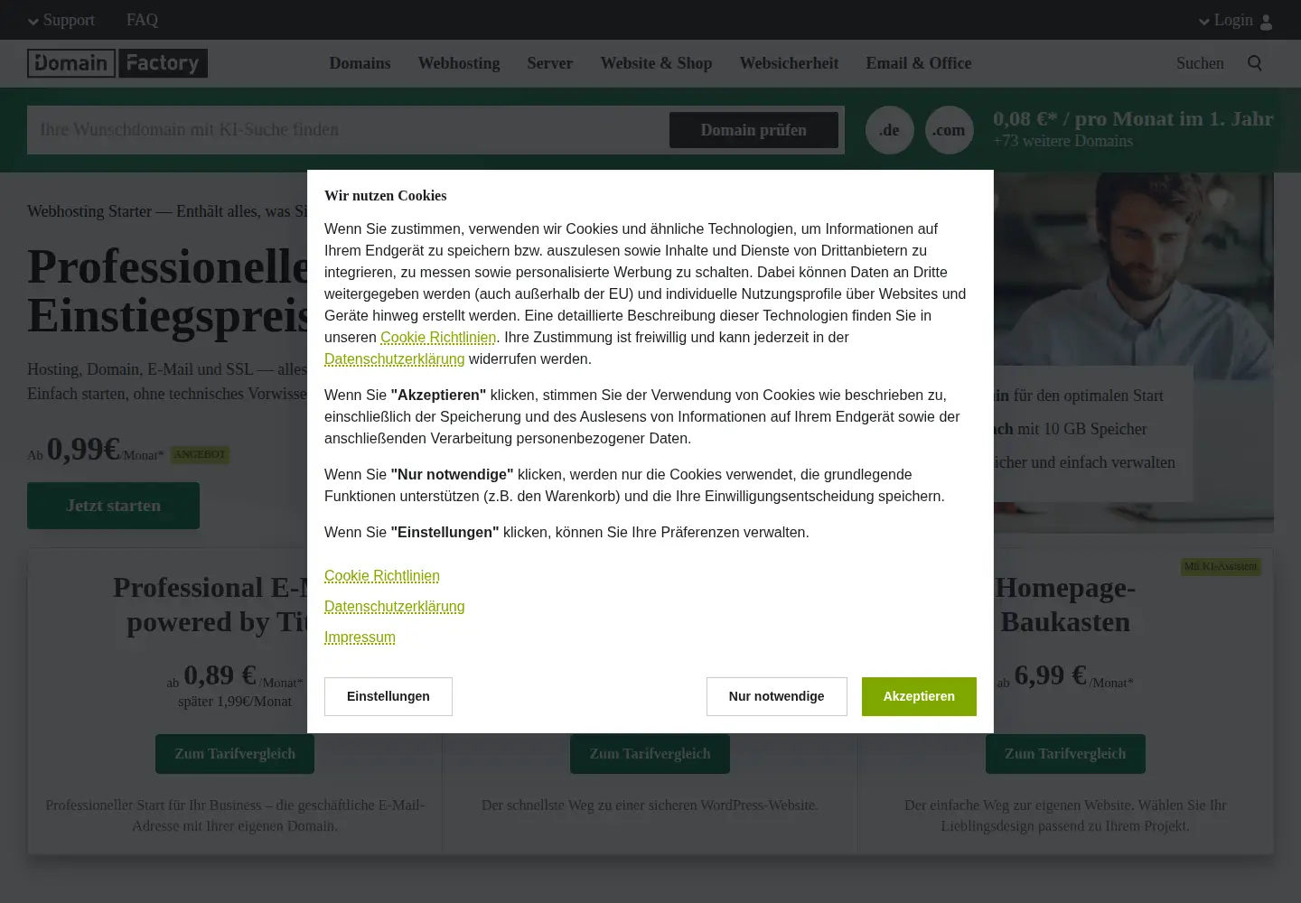 Captured homepage of df.eu in the current scan