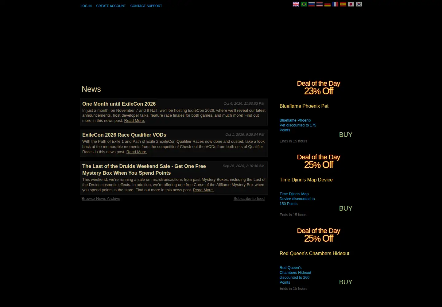 Screenshot of pathofexile.com