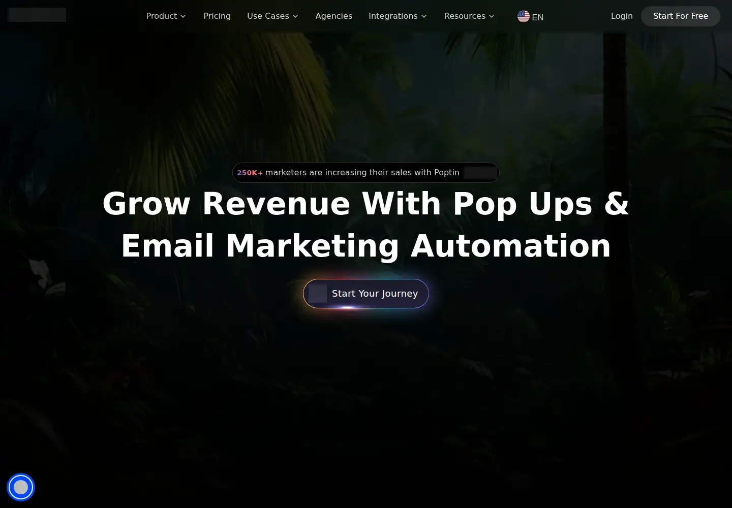 Captured homepage of poptin.com in the current scan
