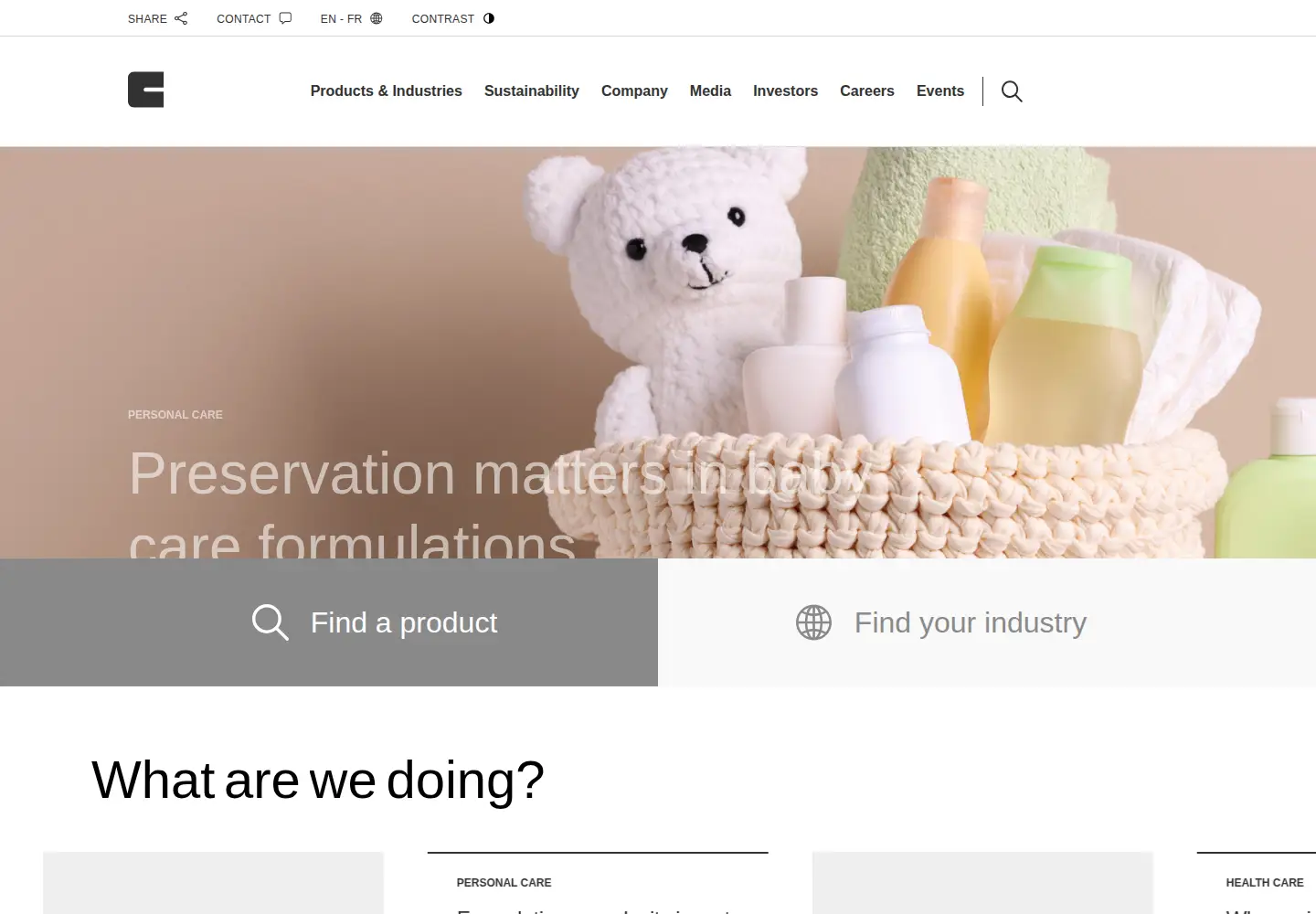 Captured homepage of clariant.com in the current scan