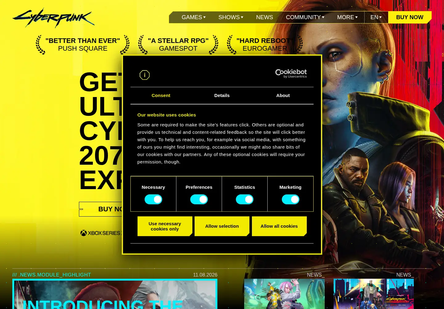 Captured homepage of cyberpunk.net in the current scan