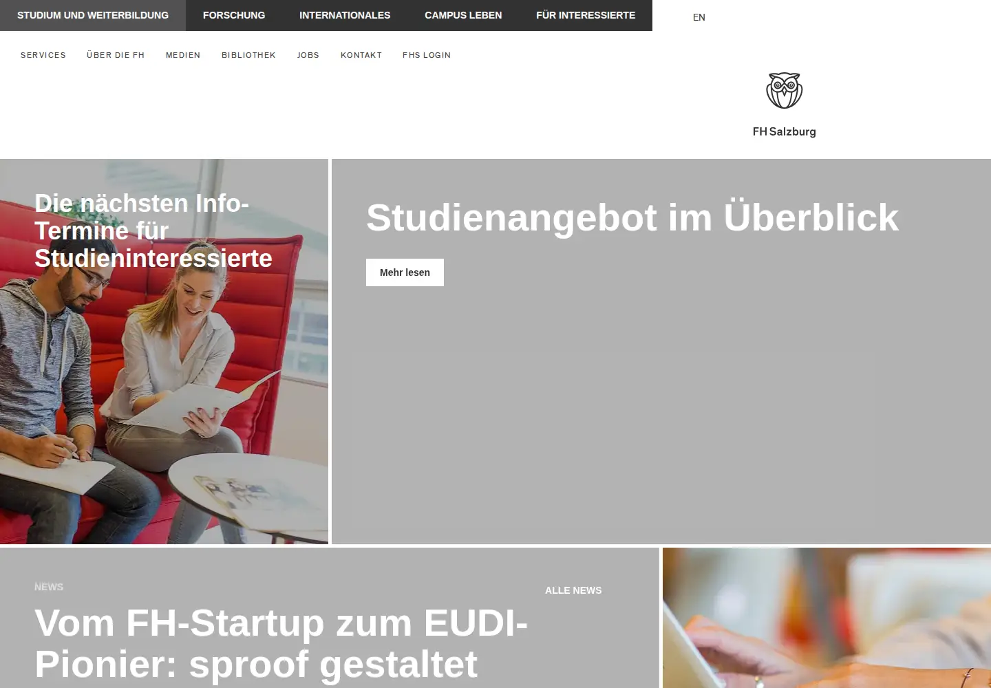 Captured homepage of fh-salzburg.ac.at in the current scan