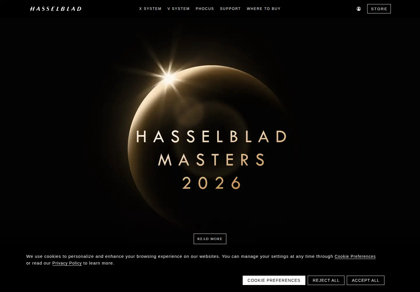 Captured homepage of hasselblad.com in the current scan