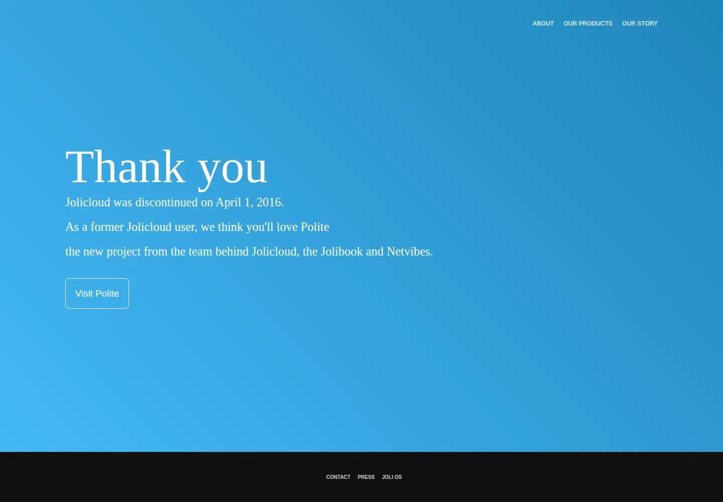 Captured homepage of jolicloud.com in the current scan