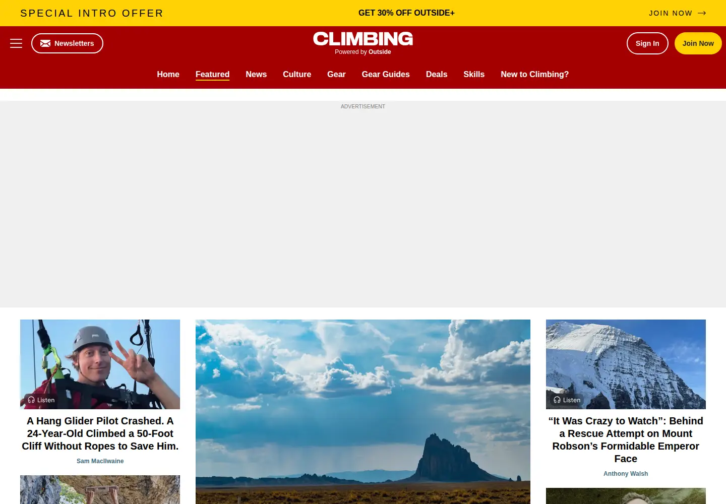 Screenshot of climbing.com