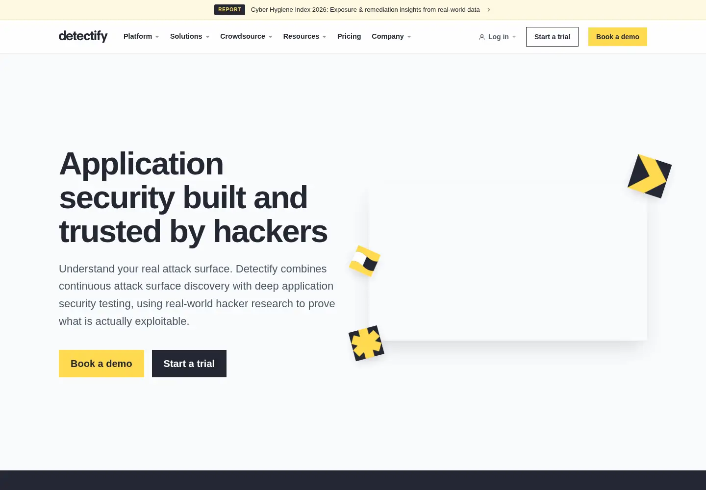 Screenshot of detectify.com
