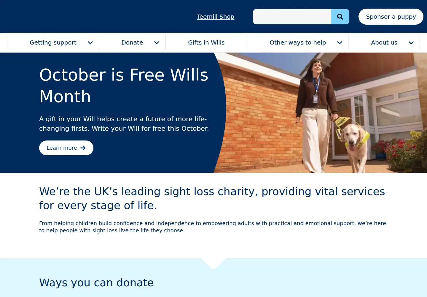 Captured homepage of guidedogs.org.uk in the current scan
