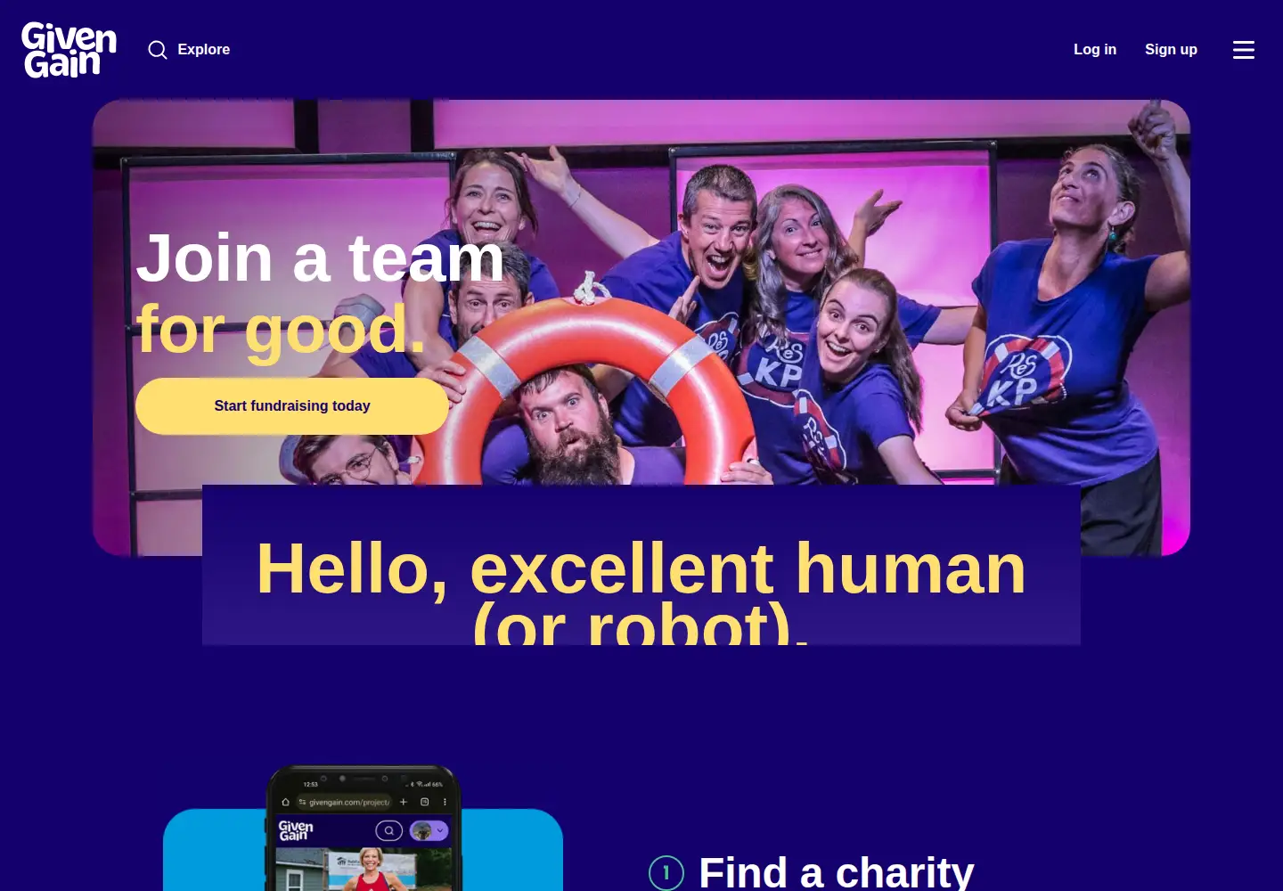 Captured homepage of givengain.com in the current scan