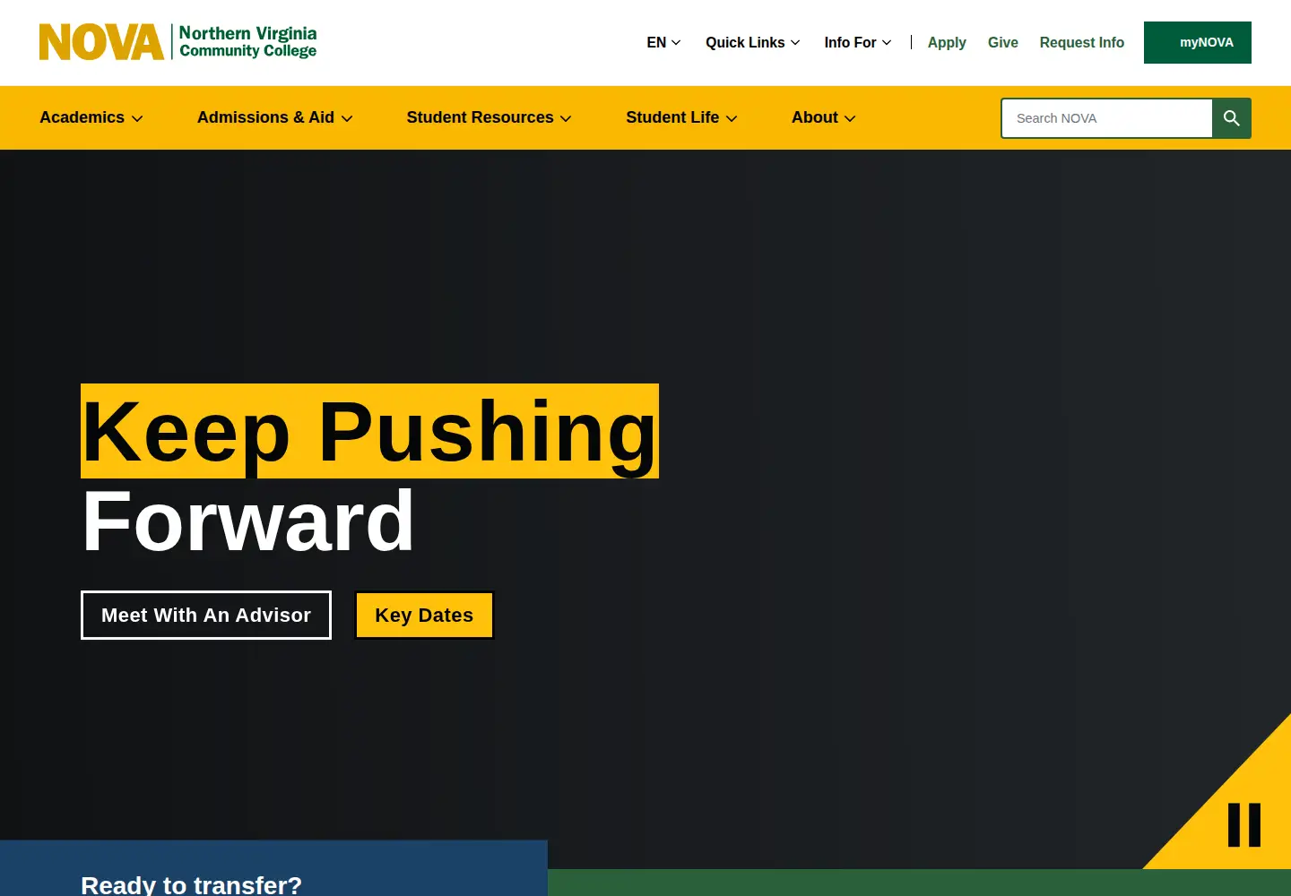 Captured homepage of nvcc.edu in the current scan