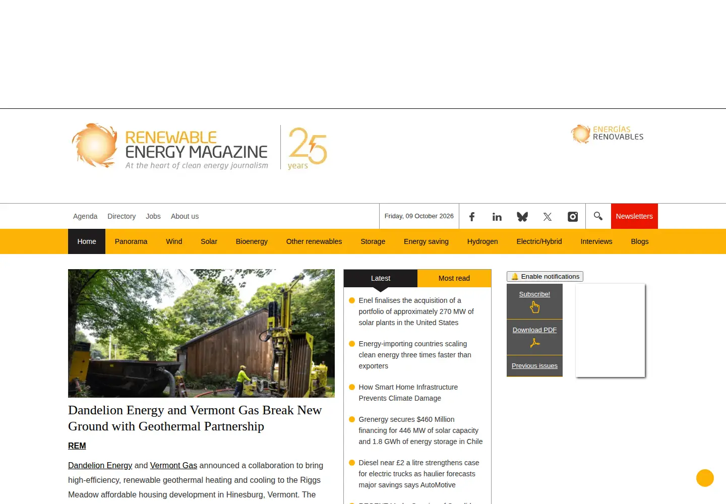 Screenshot of renewableenergymagazine.com