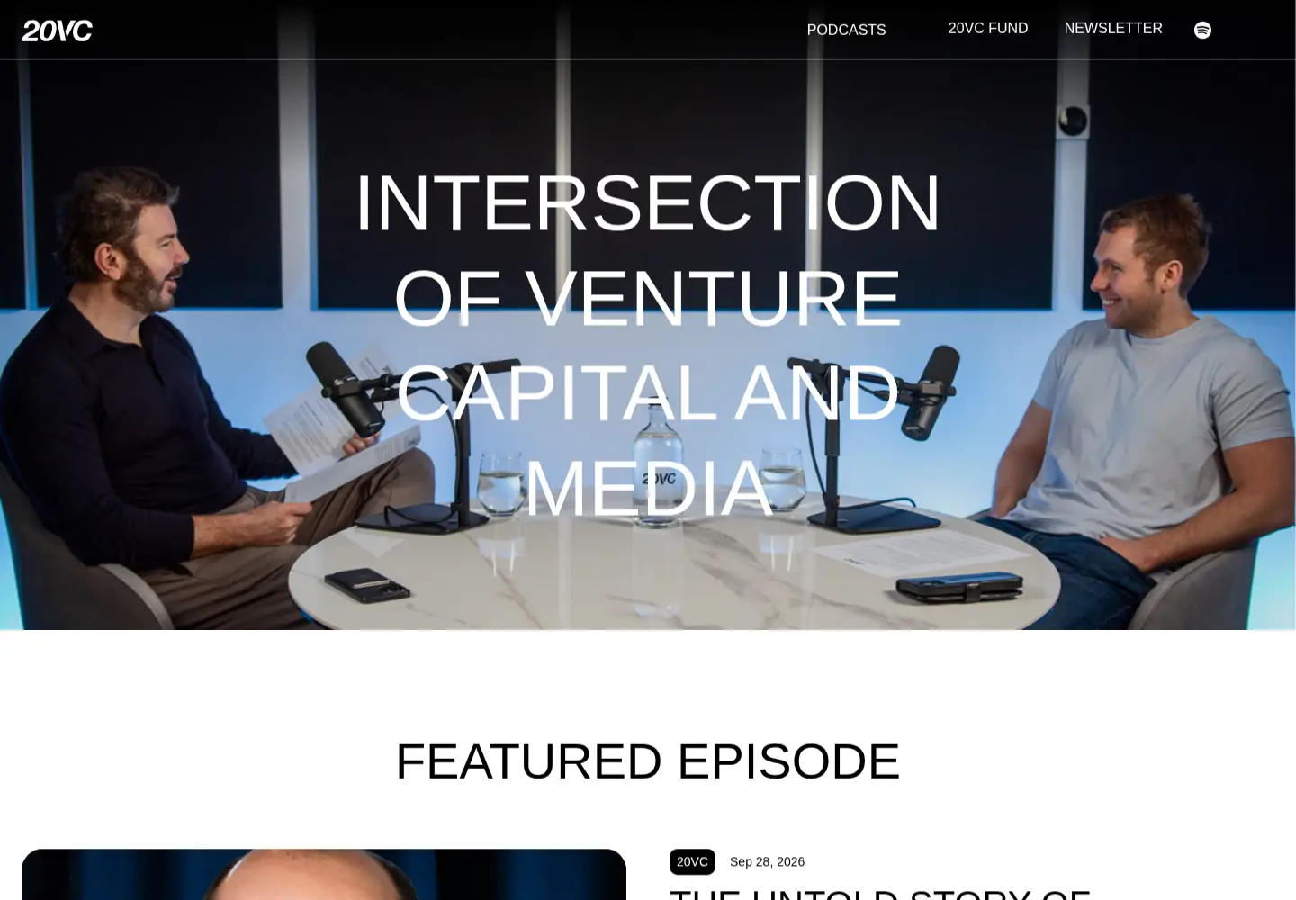 Captured homepage of thetwentyminutevc.com in the current scan