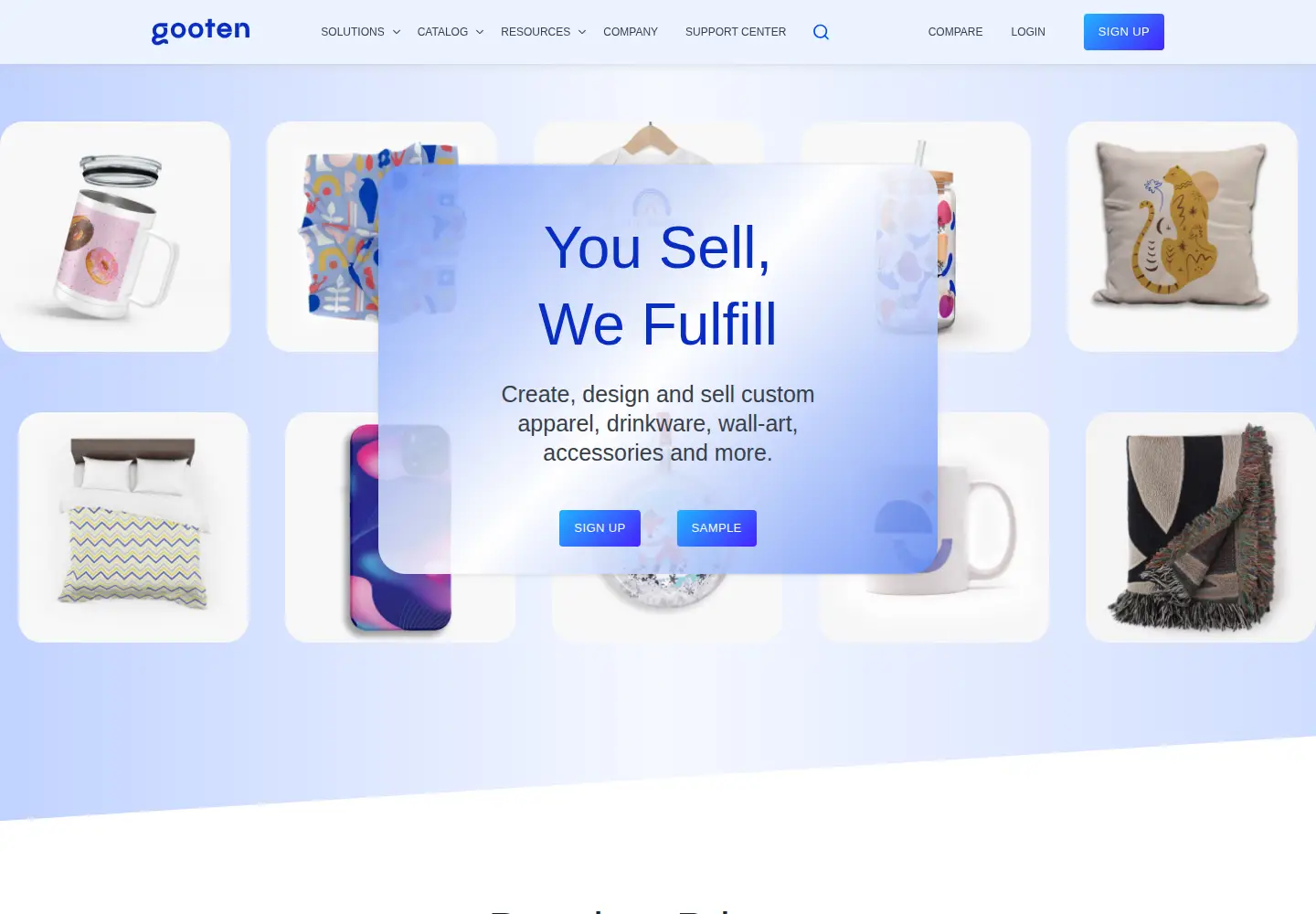 Captured homepage of gooten.com in the current scan