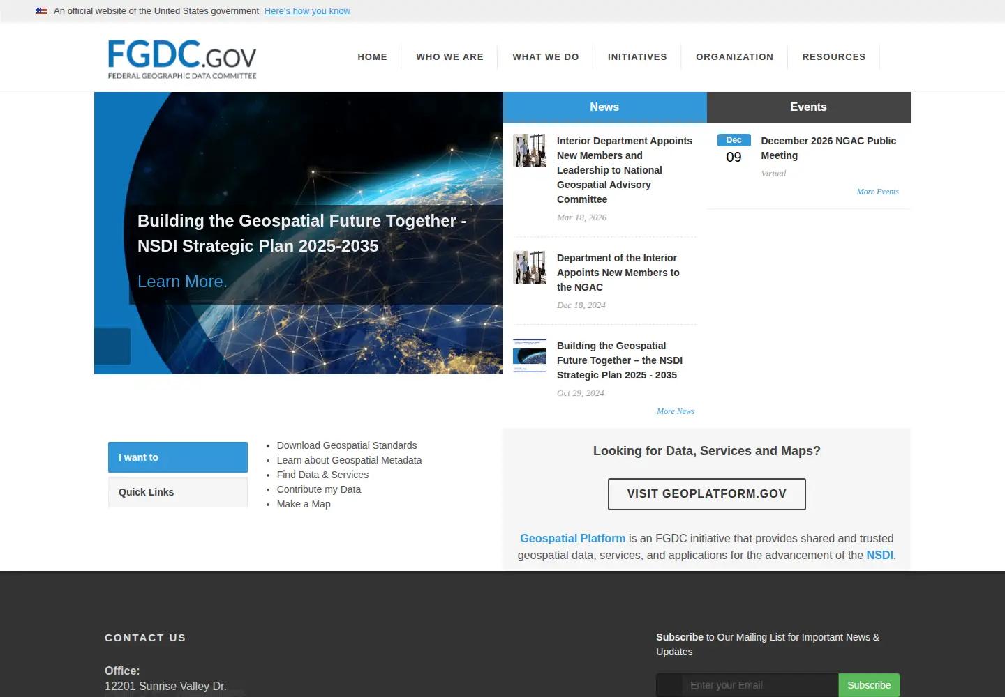 Screenshot of fgdc.gov
