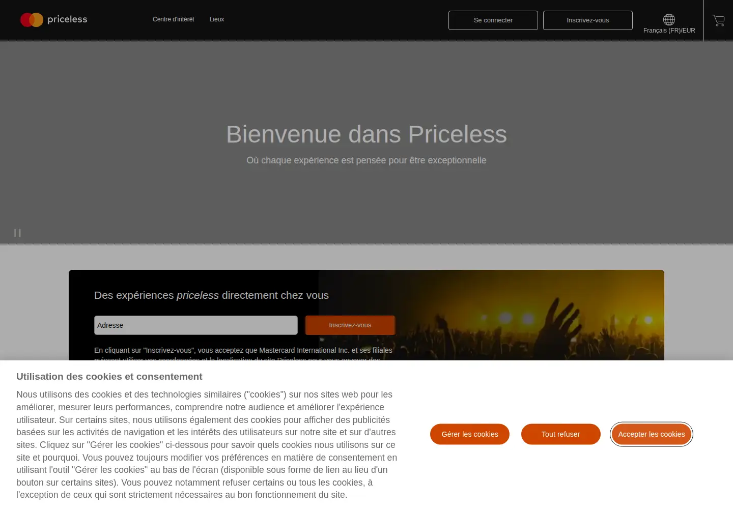 Screenshot of priceless.com