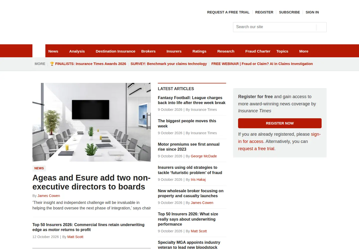 Screenshot of insurancetimes.co.uk