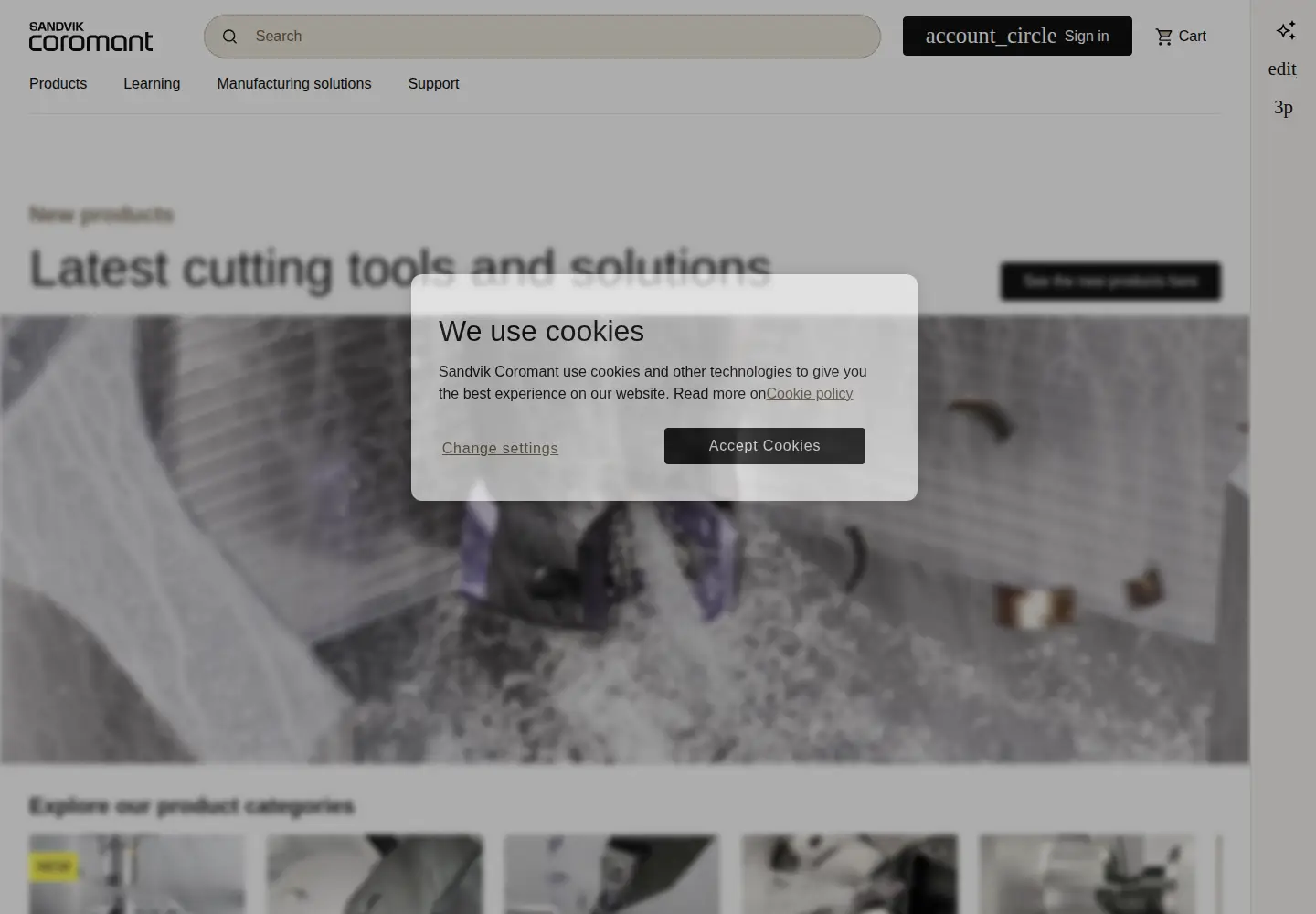 Captured homepage of coromant.com in the current scan