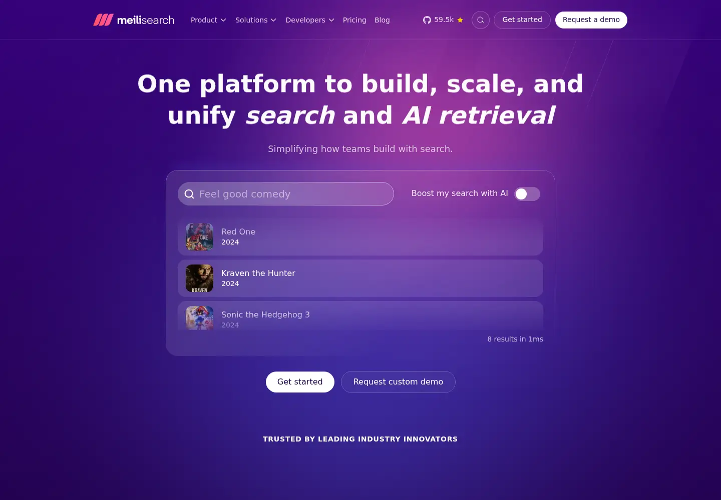 Screenshot of meilisearch.com