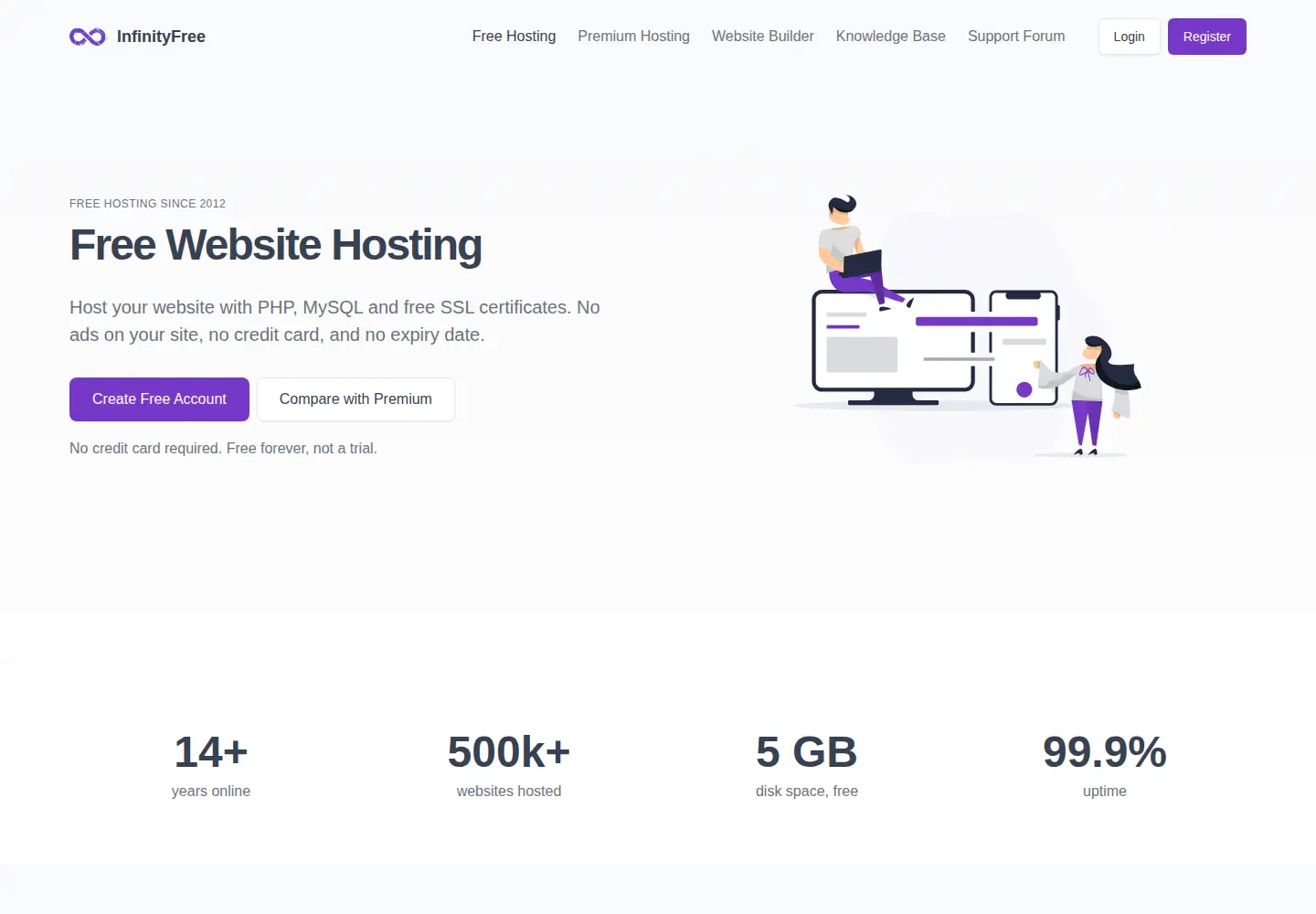 Screenshot of infinityfree.com