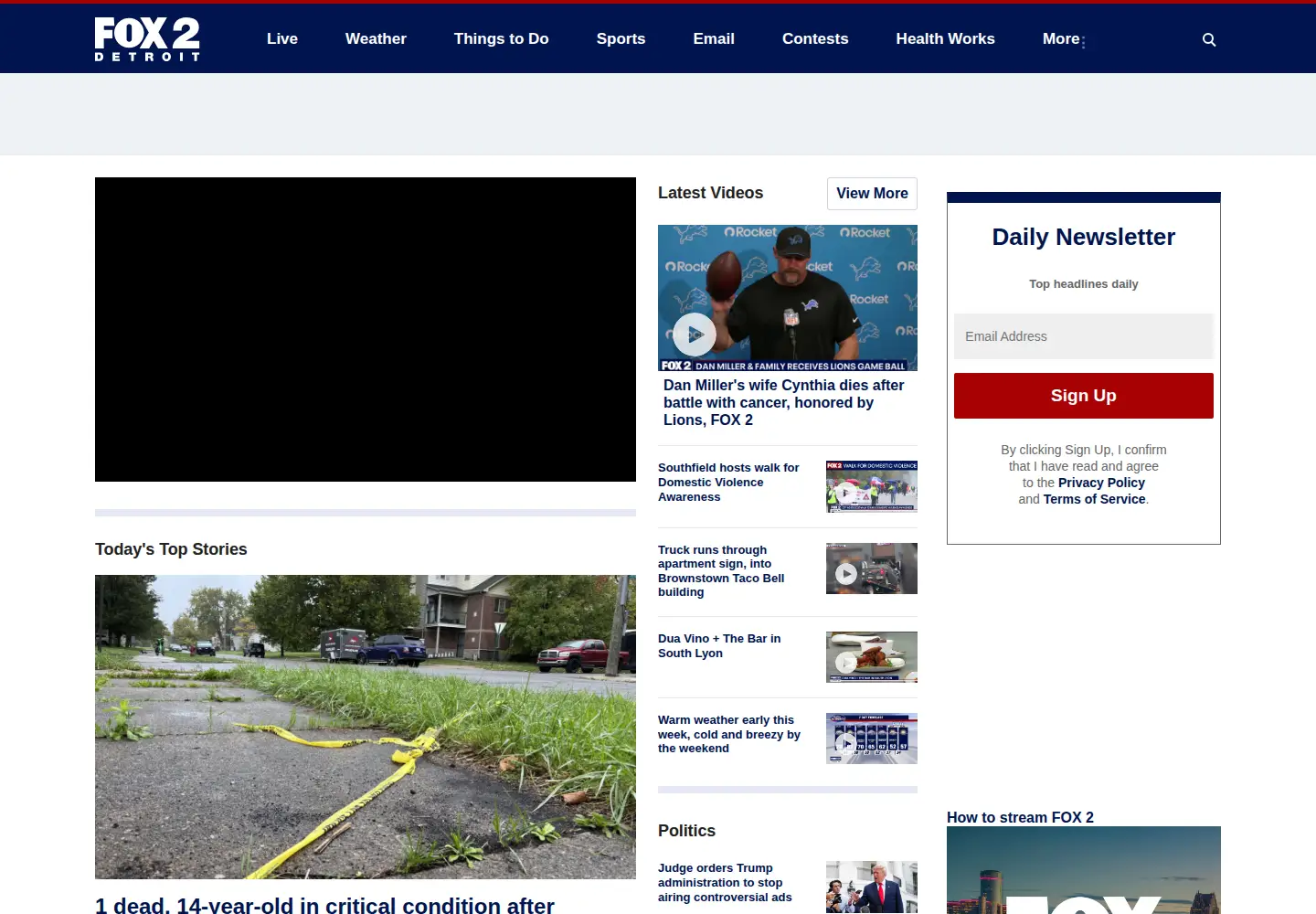 Captured homepage of fox2detroit.com in the current scan