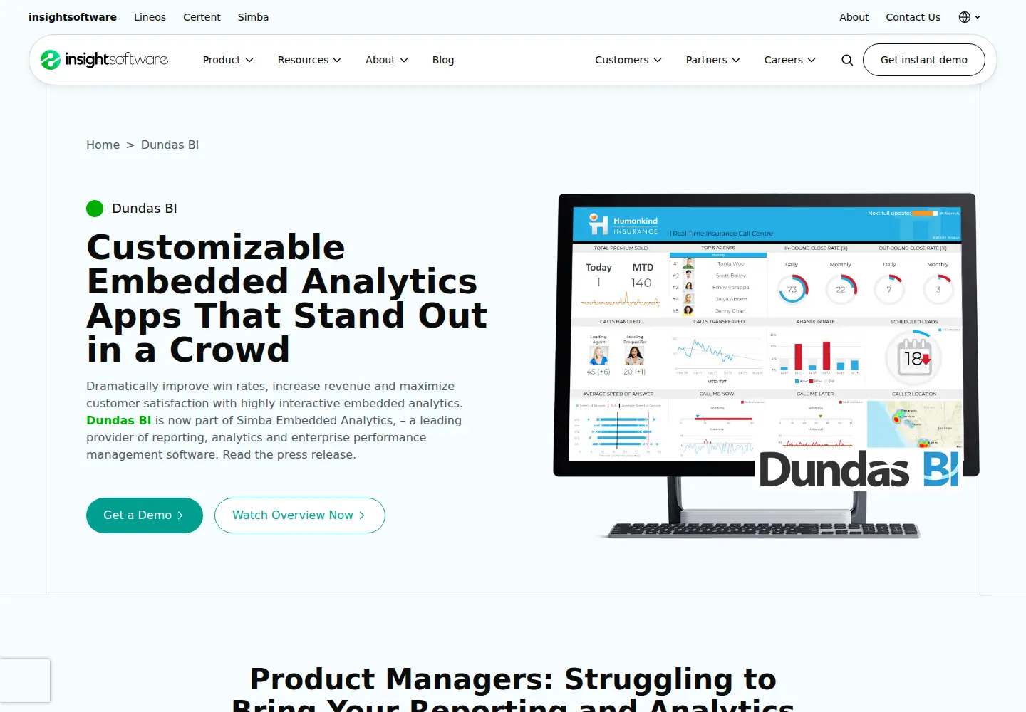 Captured homepage of dundas.com in the current scan