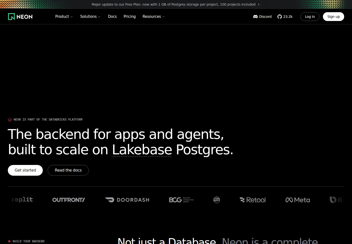 Captured homepage of neon.com in the current scan