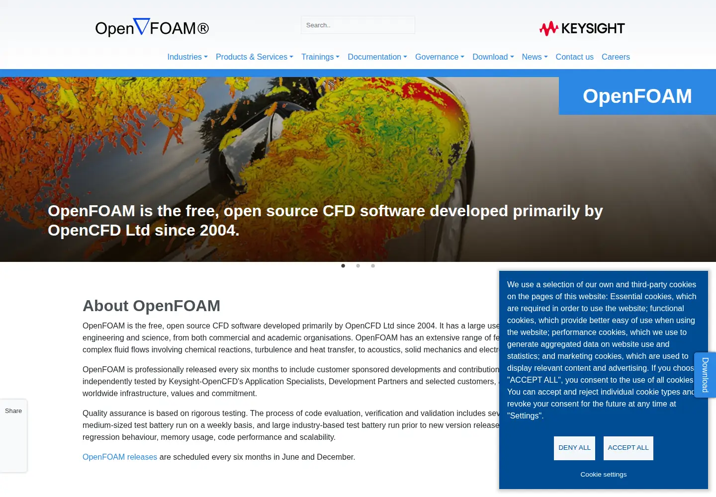Captured homepage of openfoam.com in the current scan