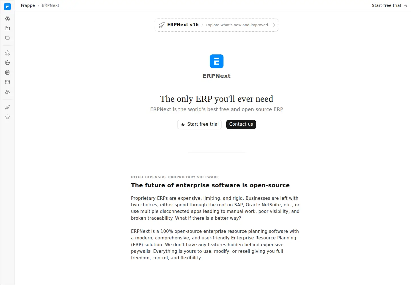 Captured homepage of erpnext.com in the current scan