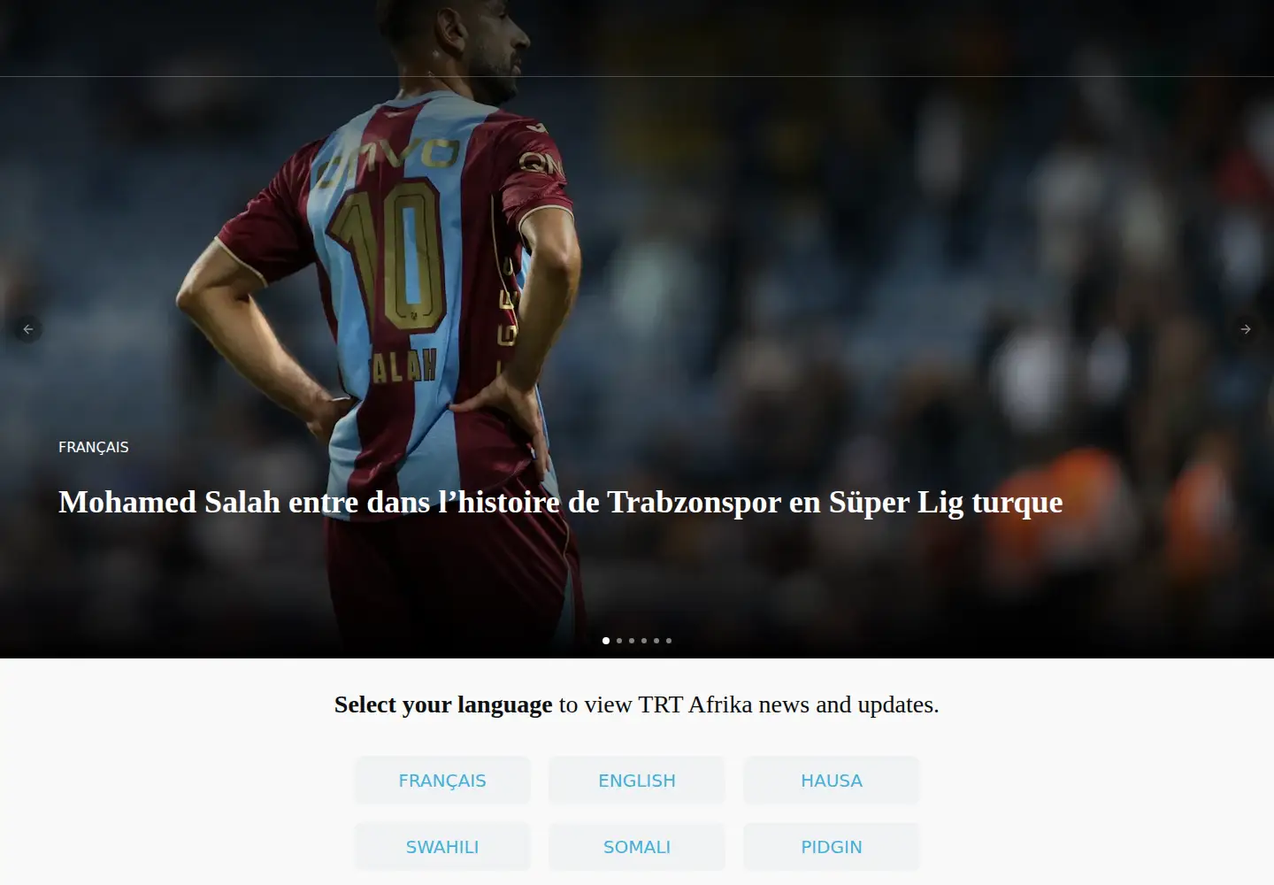 Captured homepage of trtafrika.com in the current scan