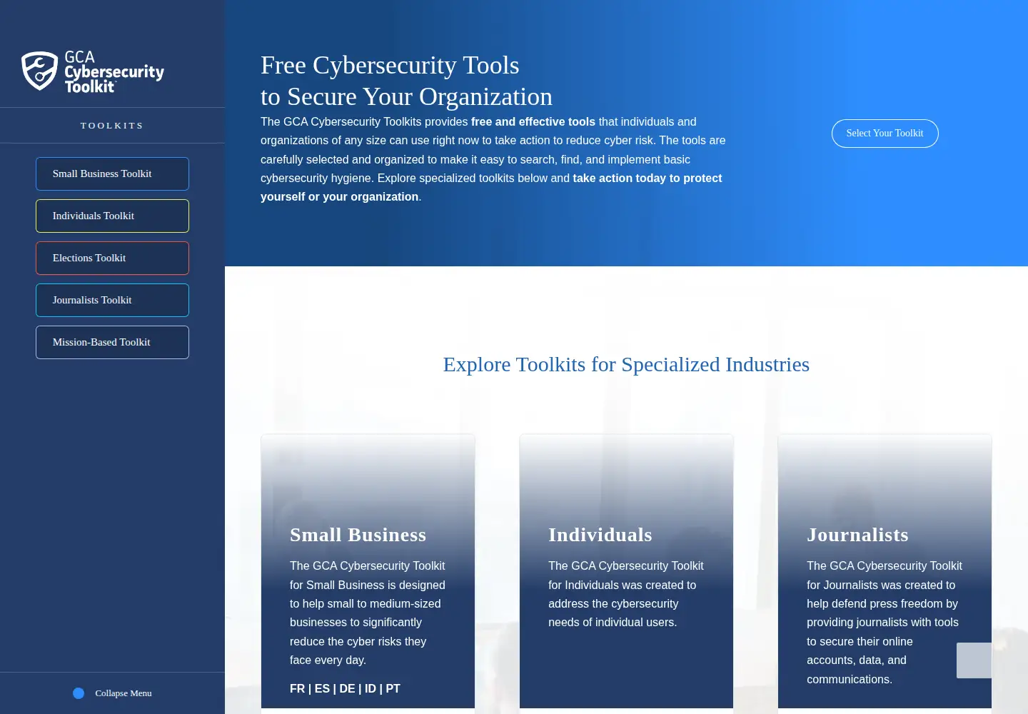 Screenshot of gcatoolkit.org