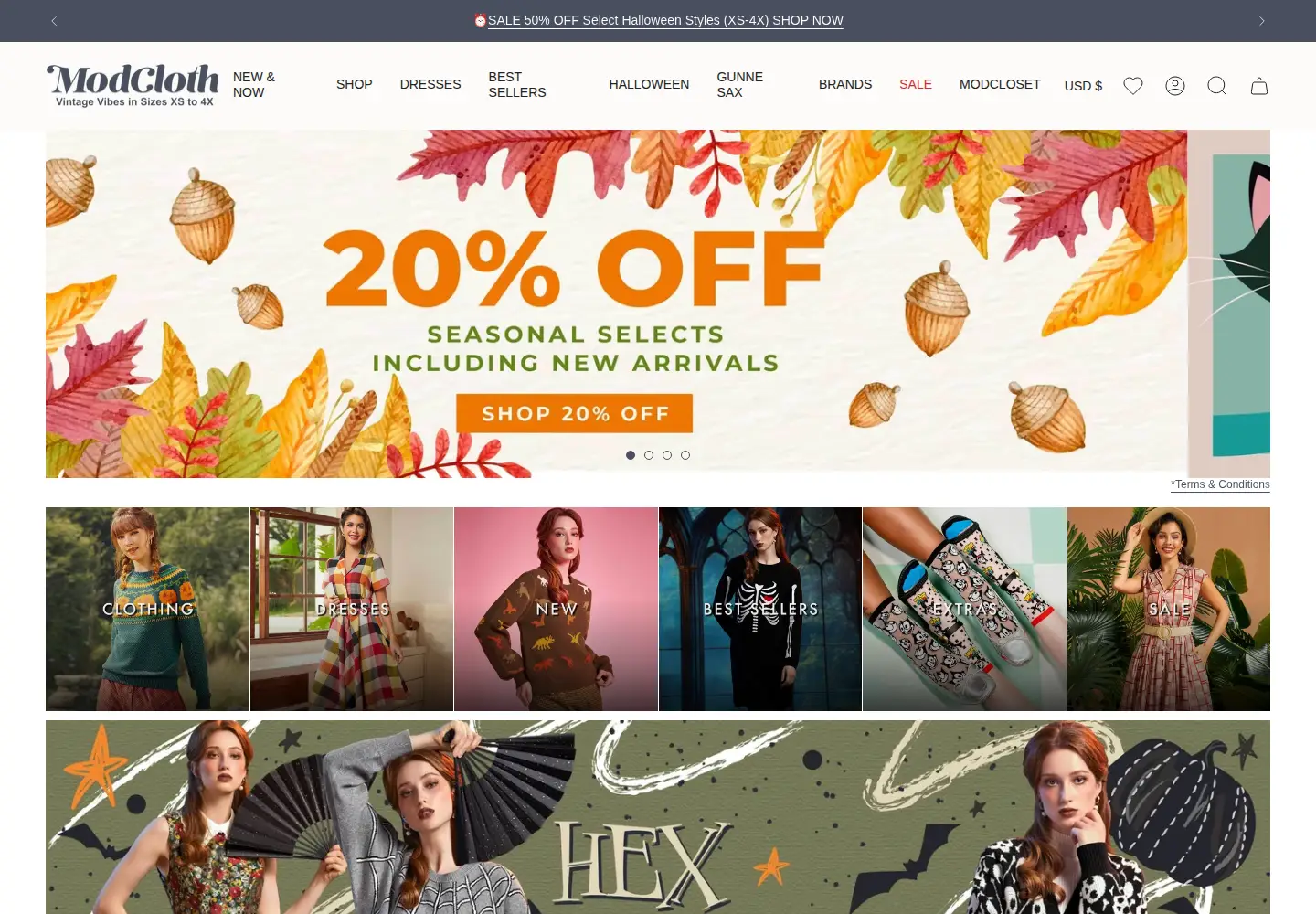 Screenshot of modcloth.com