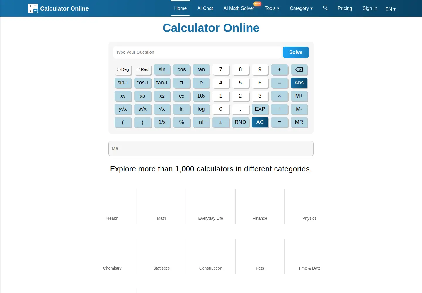Screenshot of calculator-online.net