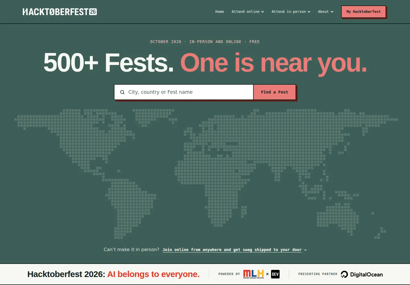 Screenshot of hacktoberfest.com