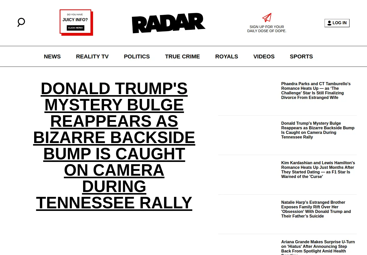 Screenshot of radaronline.com