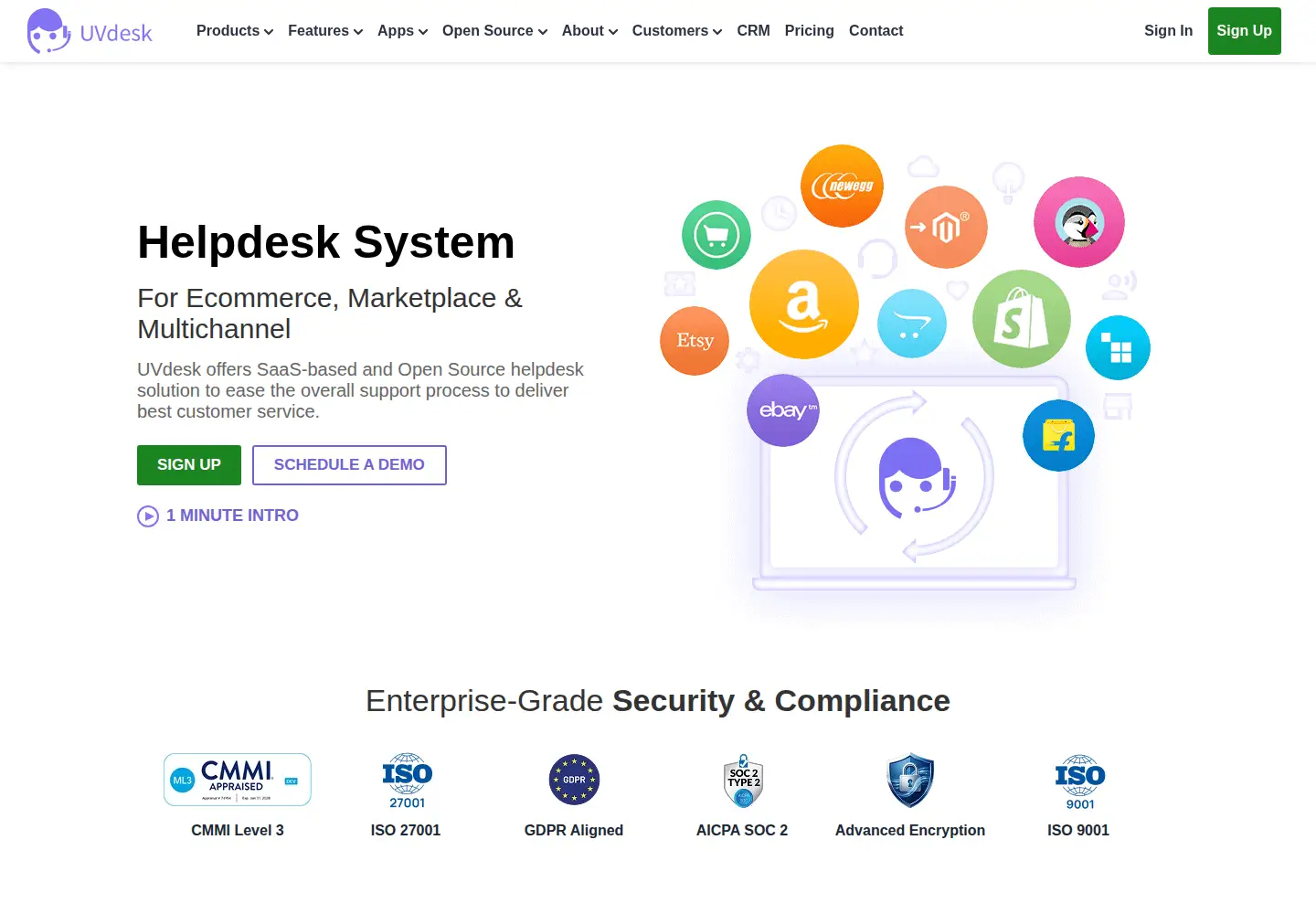 Captured homepage of uvdesk.com in the current scan
