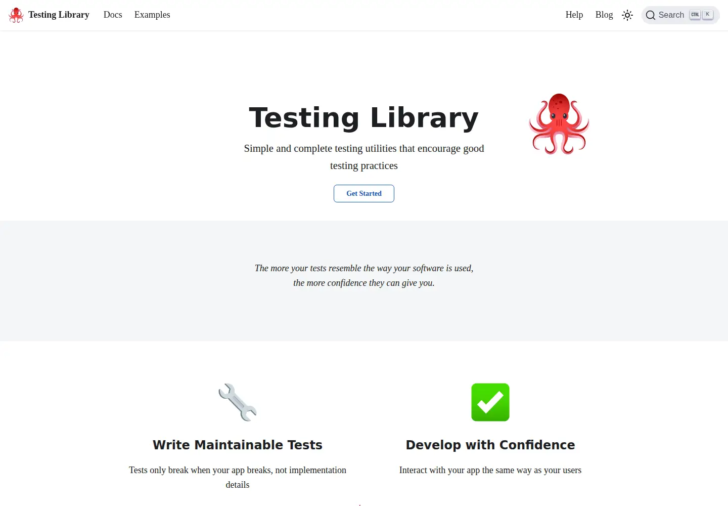 Screenshot of testing-library.com