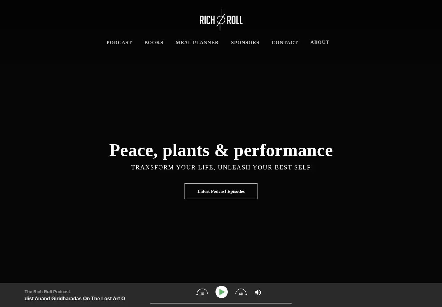 Captured homepage of richroll.com in the current scan