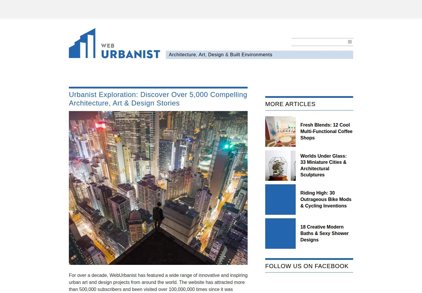 Captured homepage of weburbanist.com in the current scan