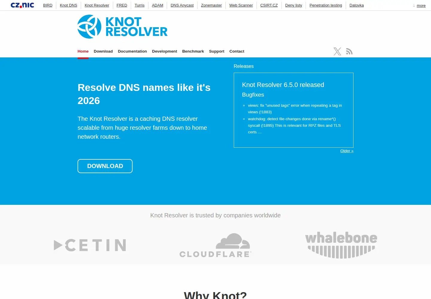 Screenshot of knot-resolver.cz