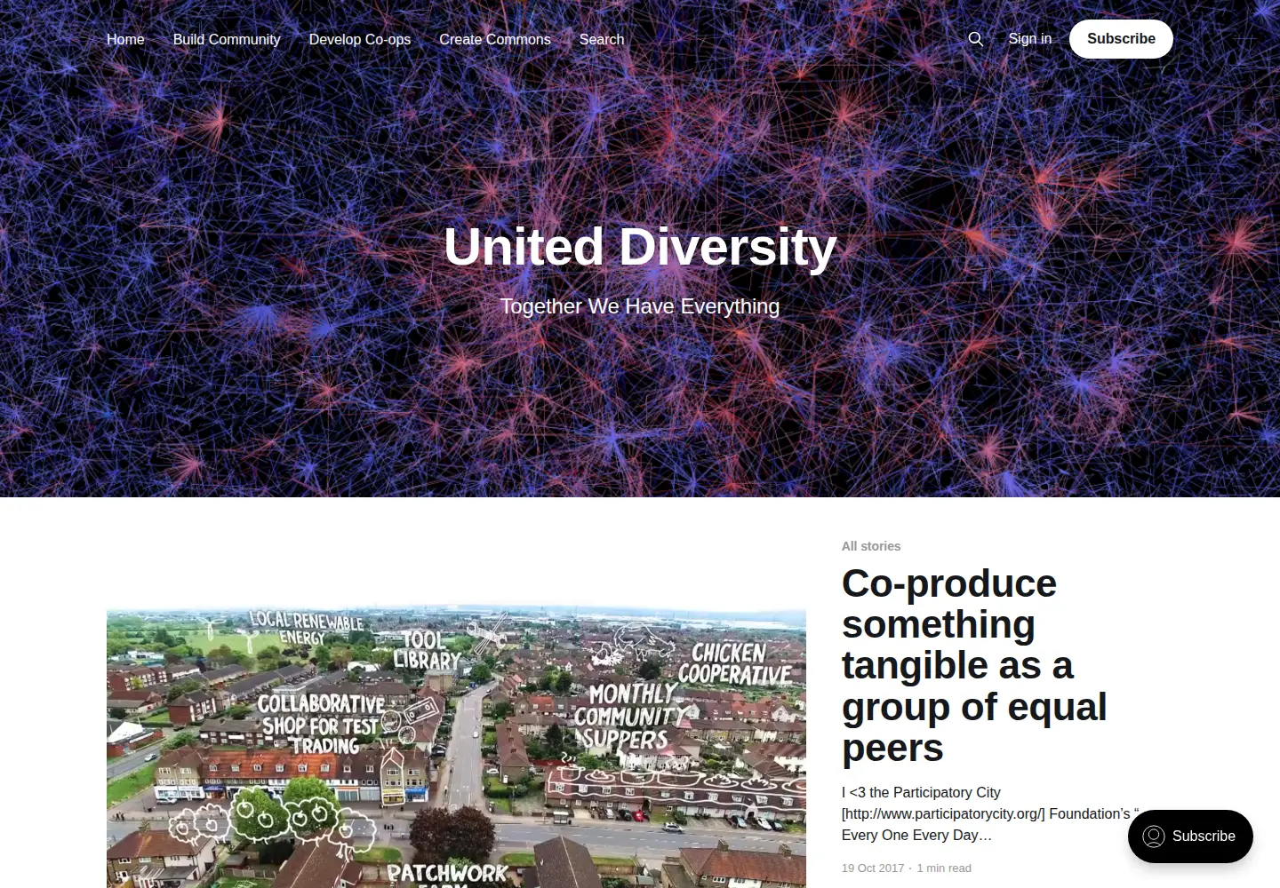 Captured homepage of uniteddiversity.coop in the current scan