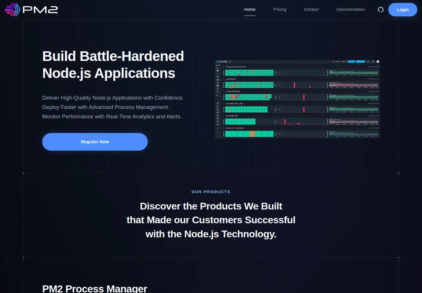 Captured homepage of keymetrics.io in the current scan