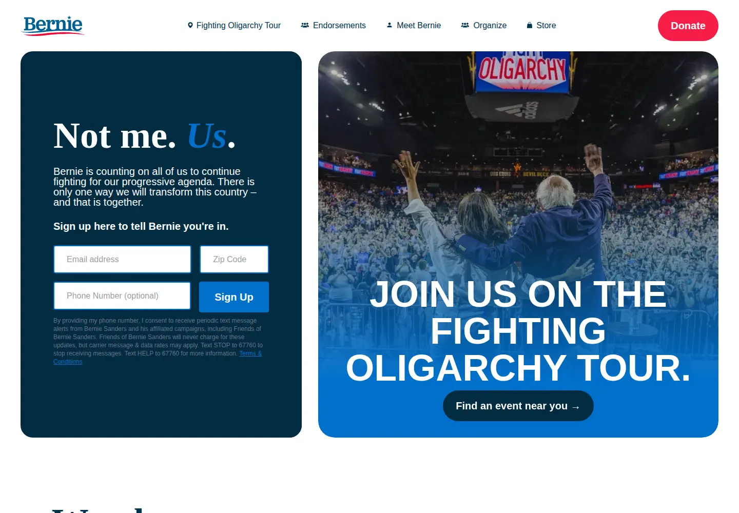 Screenshot of berniesanders.com