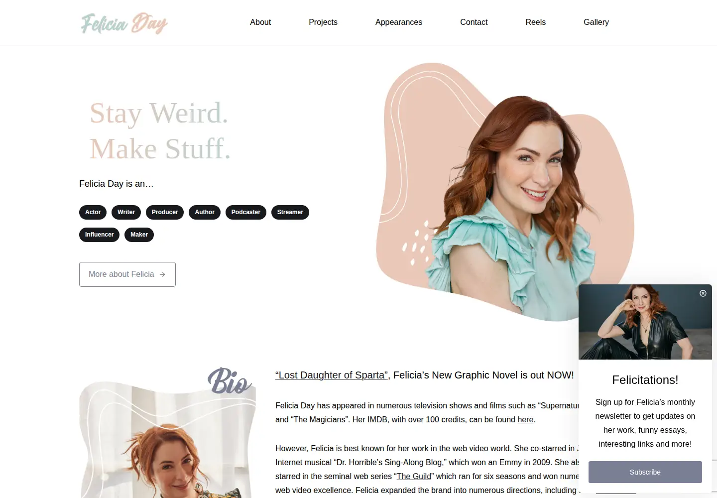 Screenshot of feliciaday.com