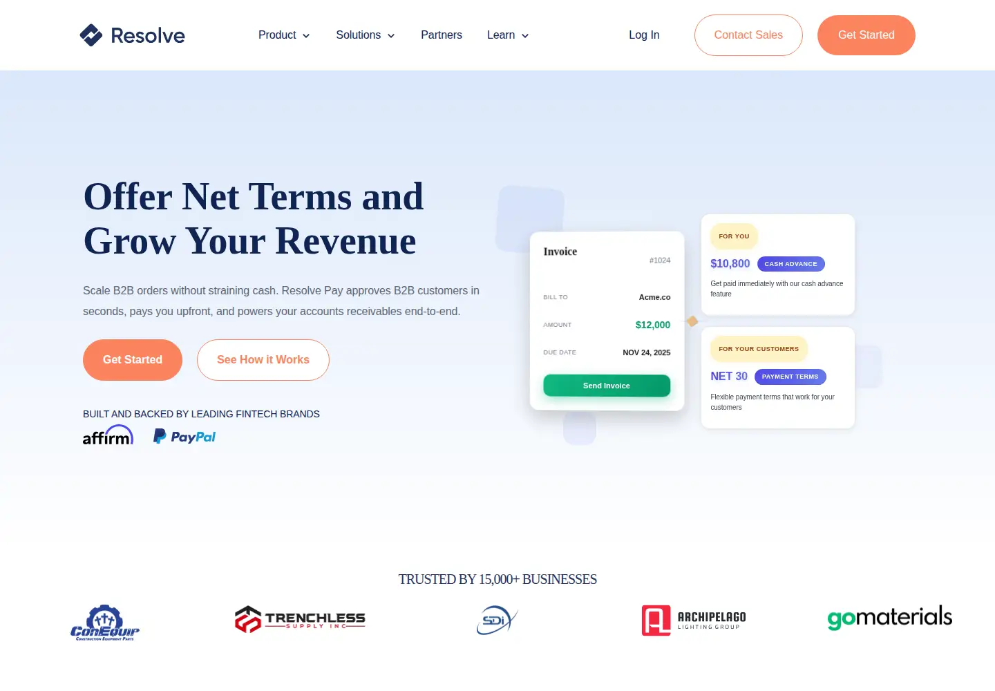 Screenshot of resolvepay.com